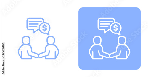 Negotiation Line  Two-tone color and contrasting background icon illustration