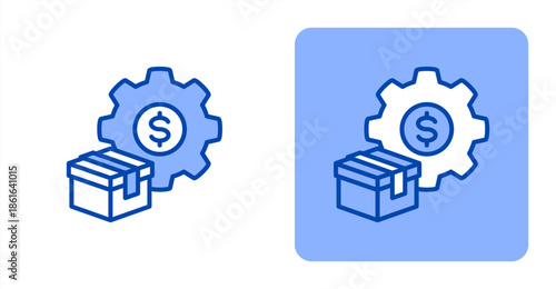Costs Line Color  Two-tone color and contrasting background icon illustration