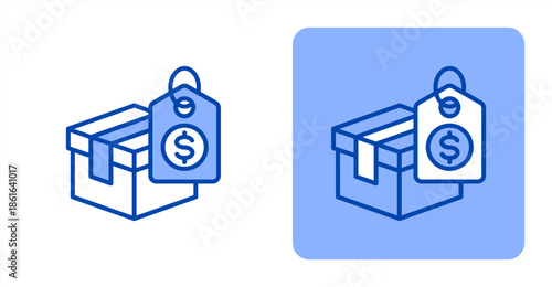 Pricing Line Color  Two-tone color and contrasting background icon illustration