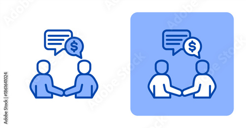 Negotiation Line Color  Two-tone color and contrasting background icon illustration