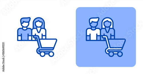 Buyers Line Color  Two-tone color and contrasting background icon illustration