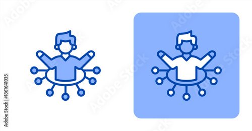 Influence Line Color  Two-tone color and contrasting background icon illustration