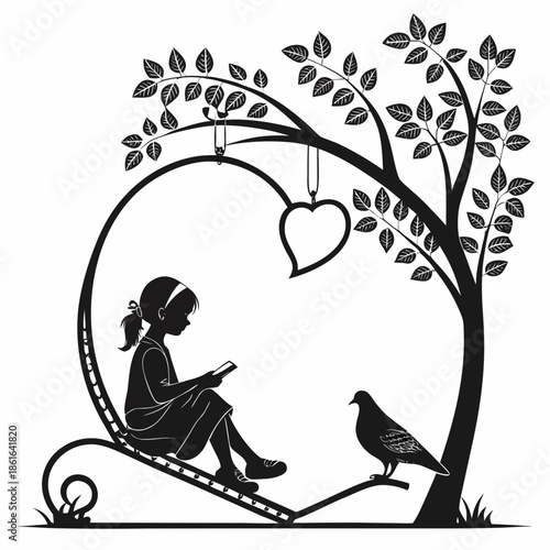 Girl reading under a tree