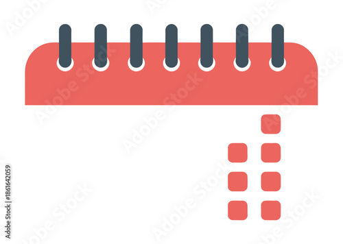 A red calendar page is torn off from a spiral-bound notebook.