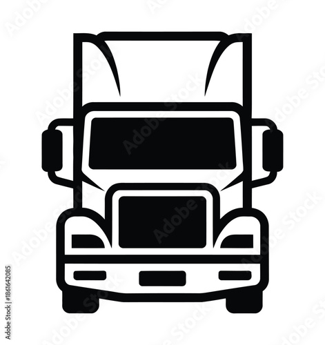 A graphic illustration shows the front view of a large semi-truck.