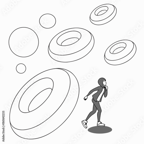 3D Abstract Torus Shapes, Smooth Matte Finish, White