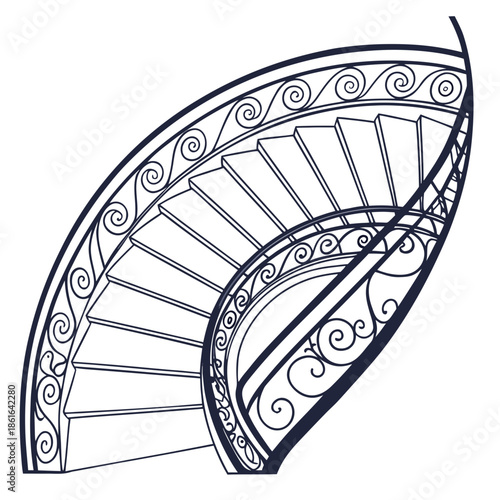 Abstract Curved Staircase Optical Illusion