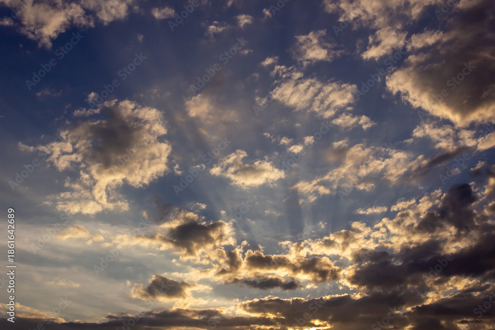 Obraz premium Cloudscape, Colored Clouds at Sunset 