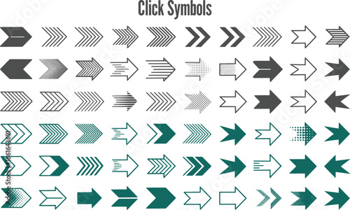 Creative Collection of Dynamic Arrow Symbols for Direction and User Interaction
