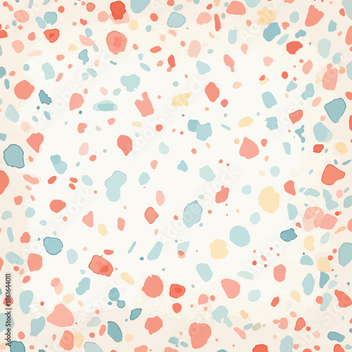 Soft Pastel Watercolor Terrazzo Background with Peach Orange and Teal Speckled Pattern for Interior Design , Generative Ai