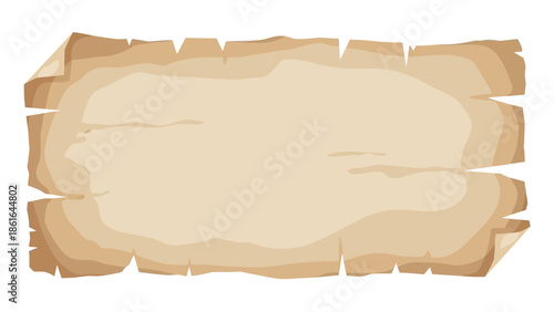 Vintage wooden plank banner with blank textured parchment background