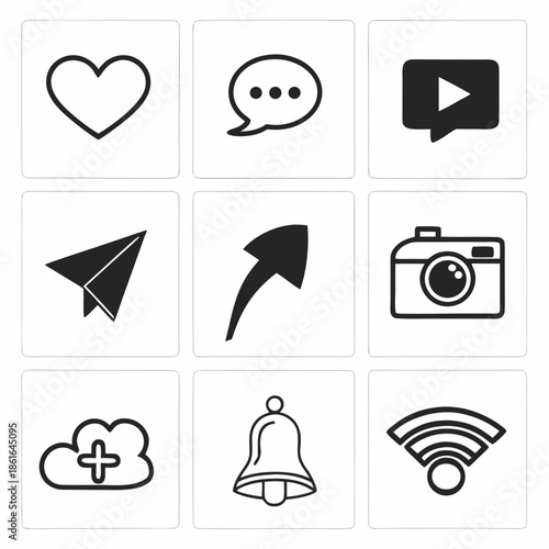 Modern Social Media Icons for Interaction and Engagement Design