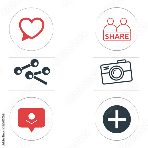 Six Modern Icons for Social Media Engagement and Sharing
