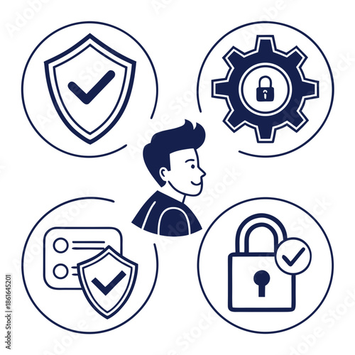 Professional User Permission Icons: Six Icons for Access Control