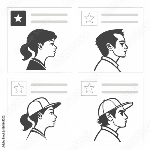 Minimalist flat user profile icons set for modern interfaces