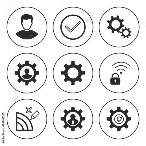 Minimalist flat icons for user settings and configuration