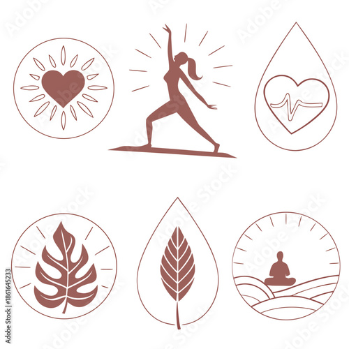 Soft minimal wellness icons for health and self-care themes