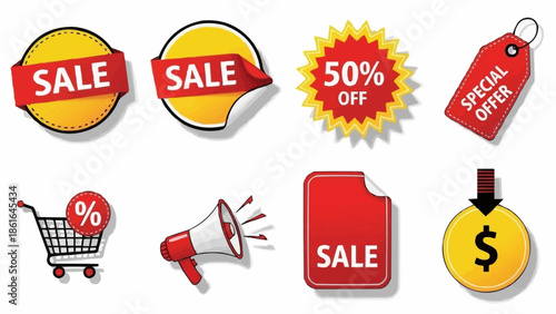Collection of Retail Sale and Discount Icons and Symbols.