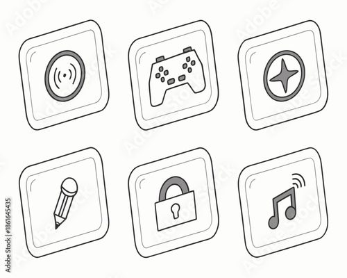 6 Glassmorphism Style Icons - Frosted UI Elements