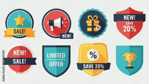 Collection of Sale and Discount Badges and Icons.