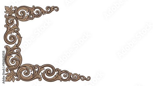 Ornate floral corner design with vintage swirls on white background