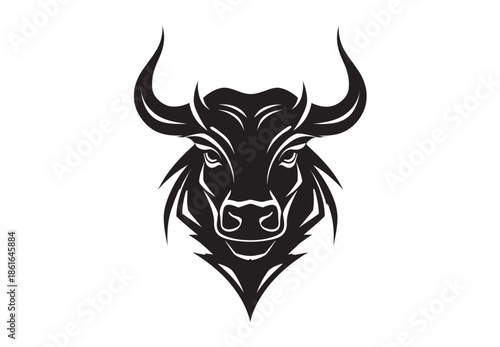 Strong Bull Head Mascot Logo Vector Illustration
