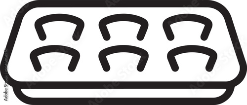 muffin tin baking pan with six circular cups for cupcakes and muffins black icon