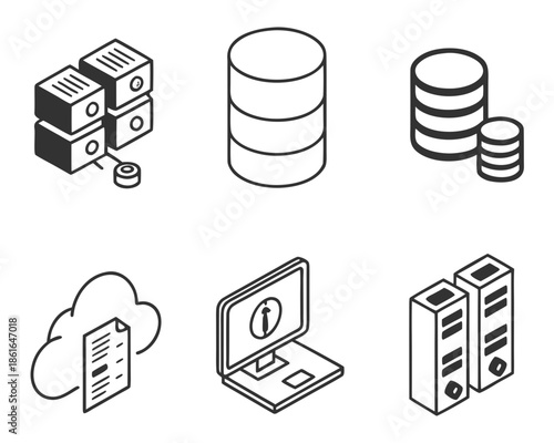 6 Minimal Database and Server Icon Set