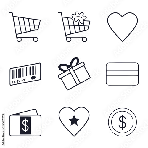 Digital Retail and Commerce Icon Set
