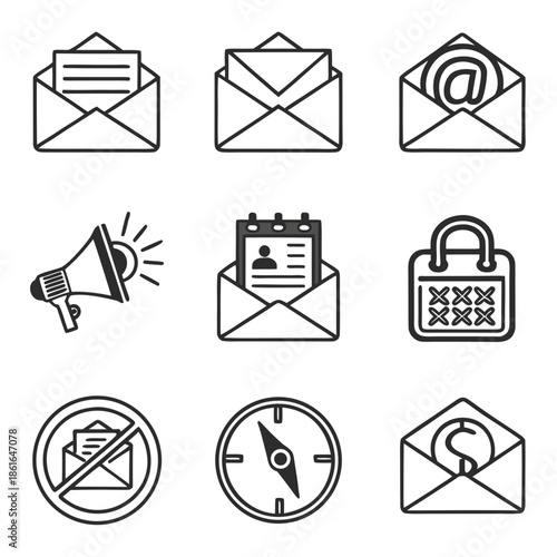Email Marketing and Newsletter Icon Set