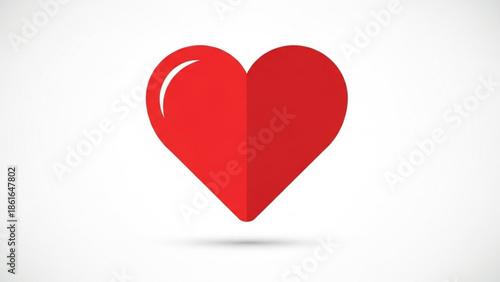 Large red heart symbol on white background with subtle shadow effect
