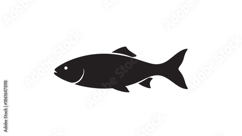 A black silhouette of a fish swimming in the ocean silhouette