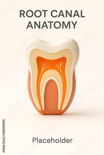Educational model illustrating the internal anatomy of a tooth and root canal