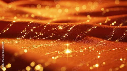 Soft, molten orange waves shimmer with golden specks across a glossy, rippled surface, alive softly