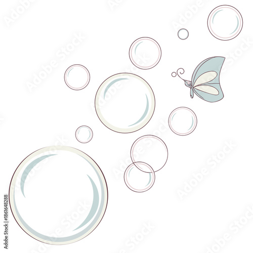 Minimal 3D Glass Bubbles Abstract Vector Illustration