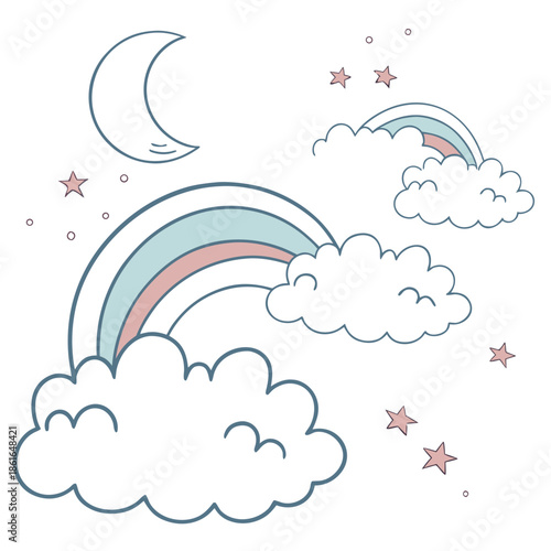 Dreamy Minimalist Cloud Shapes Soft Gradient Vector