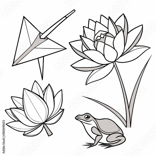 Minimalist Origami Inspired Abstract Forms - Vector