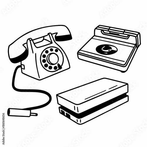 Retro Objects Modern Minimalist Redesign Icons Vector Art