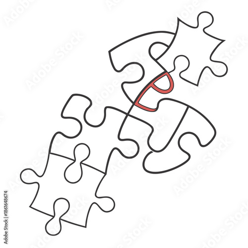 Abstract Forms Inspired by Puzzle Pieces - Vector