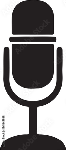 Black Microphone Silhouette Icon – Podcast Radio Stage Audio Illustration