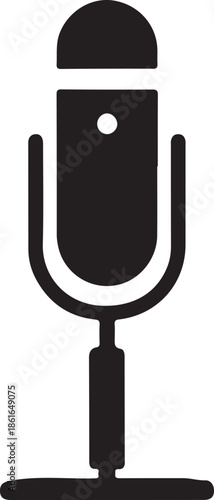 Black Microphone Silhouette Icon – Podcast Radio Stage Audio Illustration