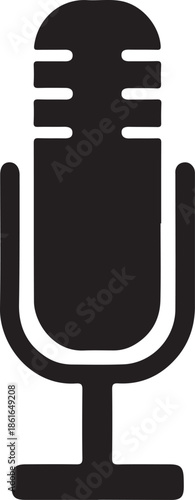 Black Microphone Silhouette Icon – Podcast Radio Stage Audio Illustration
