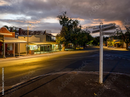 National Trust classified town of Maldon, Victoria, Australia - Main Street at night