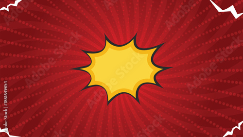 vivid red sunburst explosion with a bright yellow center.