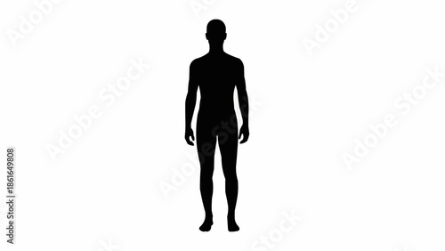 Silhouette of a standing man against a white background.