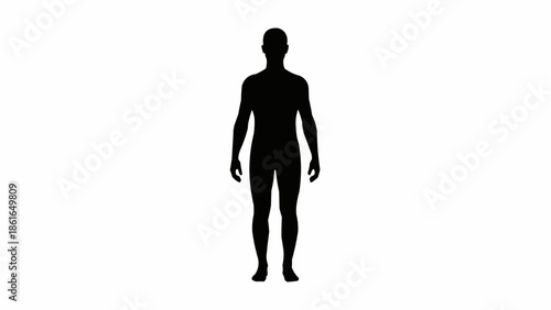Silhouette of a standing man against a white background.