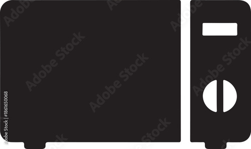Microwave Black Silhouette Icon – Home Kitchen Cooking Appliance Illustration