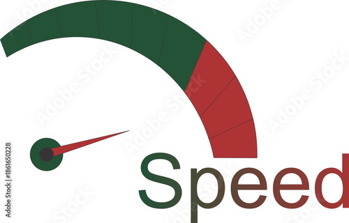 Vector illustration of speedometer gauge showing speed limit and high performance concept