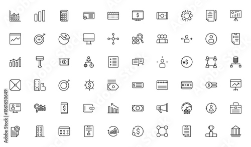 Business Analytics line icon set. Ideal for finance, entrepreneurship, and marketing designs. Thin outline icons pack. Vector illustration