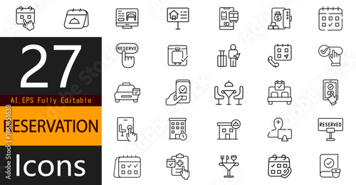 Reservation Icons Set – Booking, Appointment and Scheduling Symbols